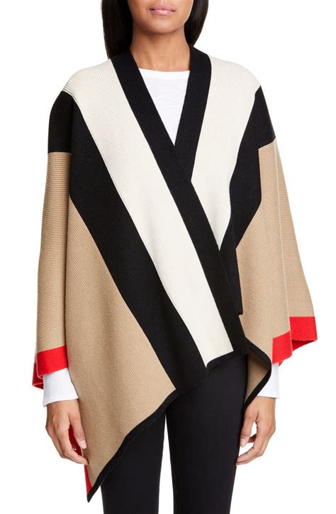 burberry wool cape|Burberry striped wool cashmere cape.